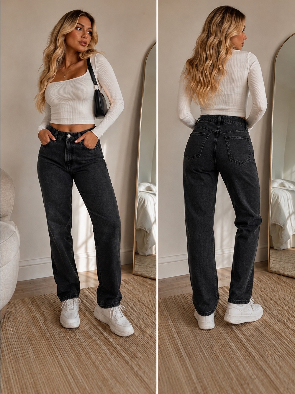 PacSun Mom Jeans Women’s Size 24 Black High Rise Straight Leg Denim